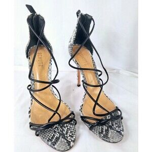 Schultz Myrcella Snake Print‎ Black Ehite Stiletto Size 9.5B